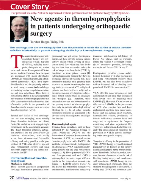 PDF New Agents In Thromboprophylaxis In Patients Undergoing Orthopaedic Surgery
