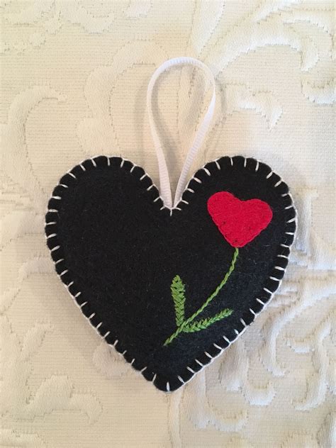 Felt Crafts Felt Ornament Valentine Heart Flower Made By Janis