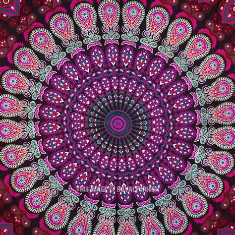 Purple Mandala Wall Tapestry Indian Cotton Bedding Twin Bedspread