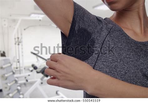 Sport Woman Armpit Sweating Transpiration Stain Stock Photo 550141519