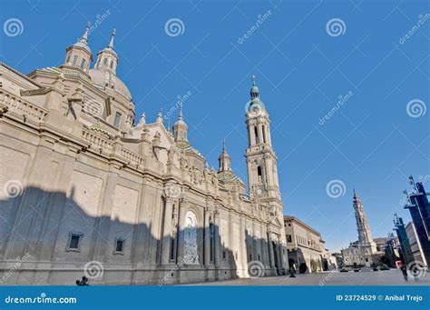 Our Lady Of The Pillar Basilica At Zaragoza Spain Stock Image Image