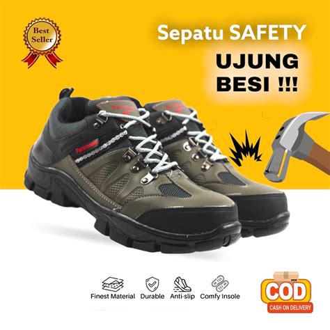 Jual Sepatu Safety Pria Ujung Besi Paramount Kerja Proyek Lapangan Shopee Indonesia