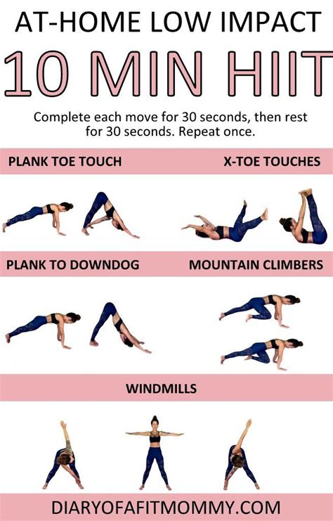 10 Minute Low Impact Home Hiit Workout Diary Of A Fit Mommy Mommy Workout Cardio Workout At