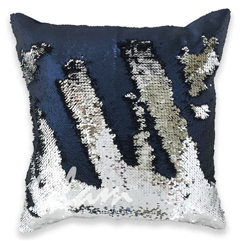 Midnight Blue And Silver Reversible Sequin Glam Pillow Glam Pillows