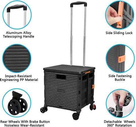 Selorss Foldable Utility Cart Folding Portable Rolling Crate Handcart