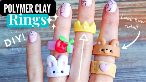 5 Cute Clay Ring Designs Polymer Clay Tutorial Youtube