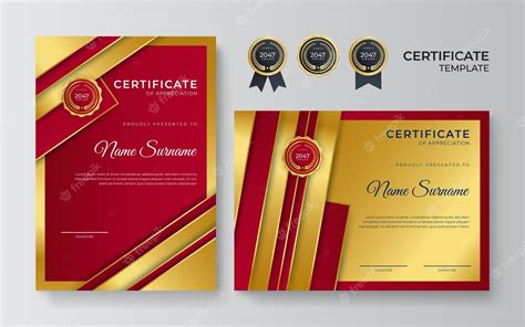 Premium Vector Modern Red Certificate Template And Border For Award