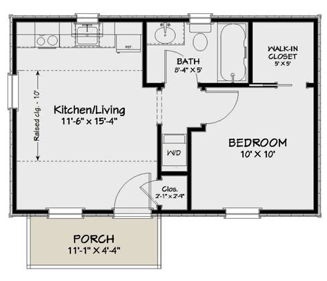 Cottage Plan 400 Square Feet 1 Bedroom 1 Bathroom 1502 00008