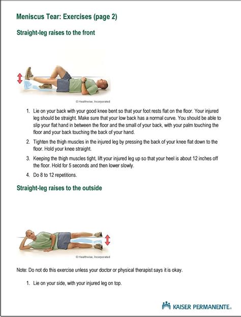 Meniscus Tear Exercises Your Kaiser Permanente Care Instructions Here