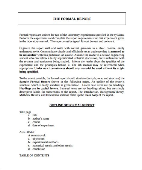 Formal Business Report Sample Master Of Template Document