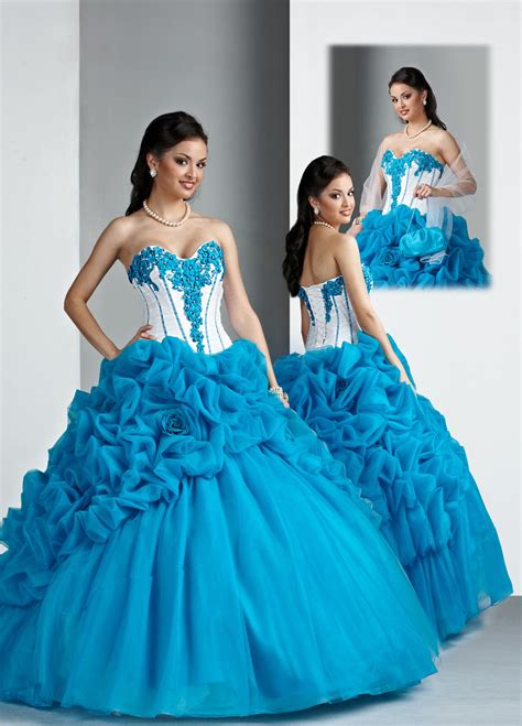 Turquoise And White Strapless Sweetheart Lace Up Floor Length Ball Gown