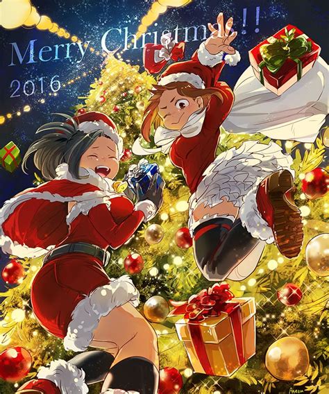 Momo Yaoyorozu And Ochako Uraraka Christmas Anime Christmas My Hero
