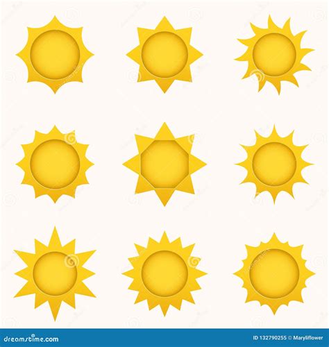Sun Icon Set Summer Sky Elements Sun Silhouettes Collection Isolated