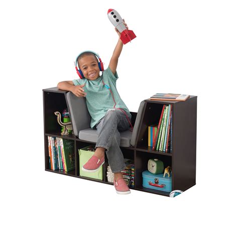 Kidkraft Bookcase With Reading Nook 6 Shelves Natural