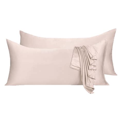 Unique Bargains 2 Pack Silky Satin Body Pillow Cases Light Tan 21 X 60