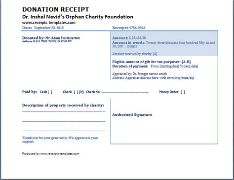 Once the amount, for any donation, reaches $250 or more, a receipt is required. Charitable Donation Receipt Template - FREE DOWNLOAD - Aashe