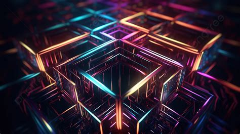 Vibrant Neon Lights Illuminate Abstract Geometric Ornament In 4k Uhd 3d Illustration Background