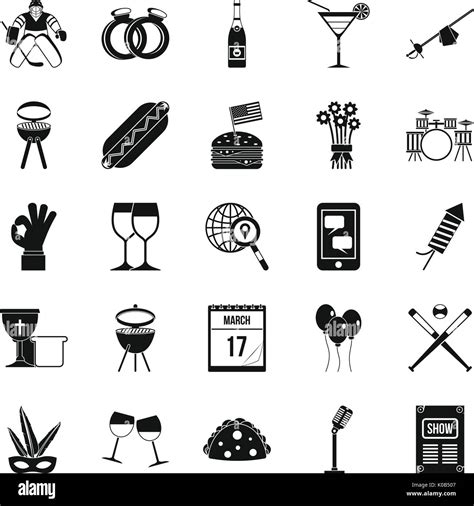 Happening Icons Set Simple Style Stock Vector Image And Art Alamy