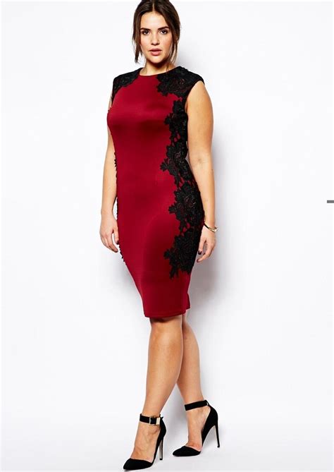 Fashion Design Sexy Red Lace Dress Women Plus Size Party Dress With Black Lace Overlays For