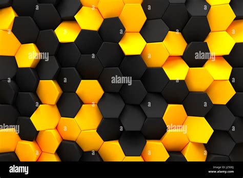 Abstract Hexagon Black Bee Hive Modern Technology Background 3d Render