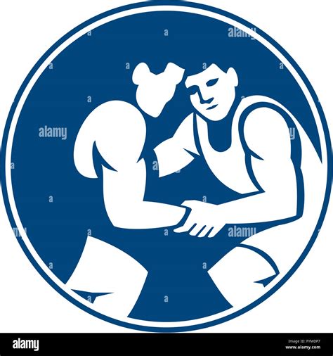 Wrestlers Wrestling Circle Icon Stock Photo Alamy
