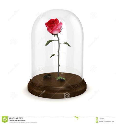 3d Red Rose In A Glass Dome Stock Illustration