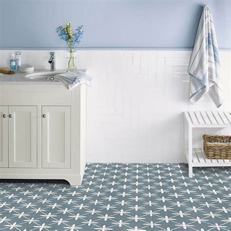 Laura Ashley Wicker Blue Floor And Wall Tile 33cm X 33cm Deluxe Bathrooms