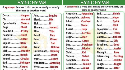 Learn Common Synonyms In English To Expand Your Vocabulary Part I Taal