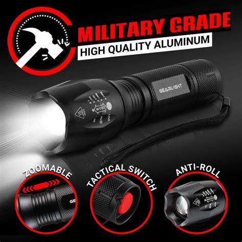 Gearlight Led Tactical Flashlight S1000 2 Pack High Lumen Zoomable