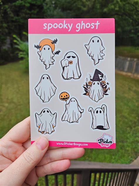 Spooky Ghost Sticker Sheet 4x6 Featuring Cute Ghosts Etsy