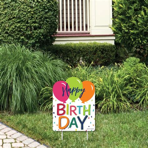 Cheerful Happy Birthday Outdoor Lawn Sign Colorful Birthday Party