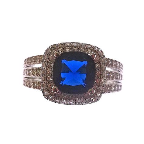 New Sterling Silver Sapphire Blue Cz Encrusted Ring Silver Bridal