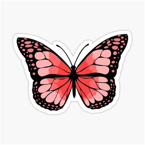 Pink Butterfly Sticker Sticker By Erinomalley06 Aesthetic Stickers