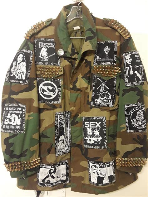 Studded Punk Patch Army Fatigue Grave Jones Jacket Etsy Punk