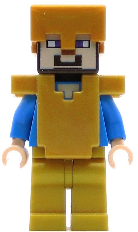 Lego Minecraft Minifigure Steve With Pearl Gold Helmet
