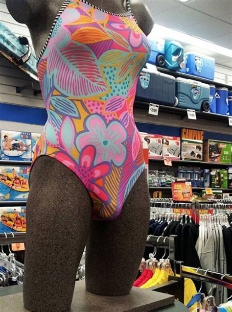 Ugly Flowery Womens Swimsuit With A Package Below Fail Funny Faxo