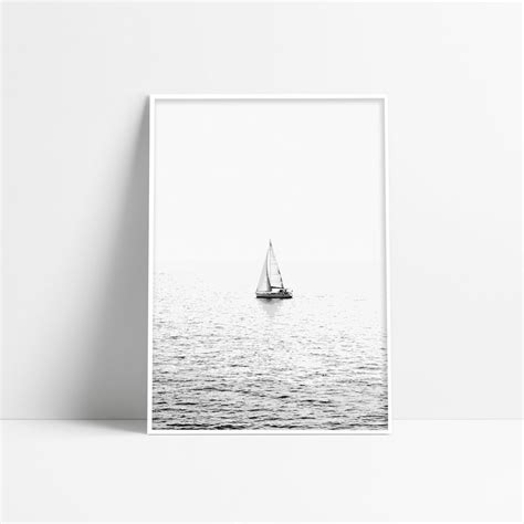 Sailboat Art Print Black And White Sailboat Photography Etsy
