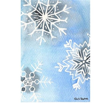Original Watercolor Christmas Card Snowflakes By Milkfoam On Etsy