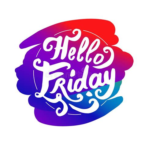 Hello Friday Logo Colorful Lettering Illustration Vector Stock Vector