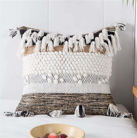 Bohemian Pillow Cover Woven Pillow Cover Textured Throw Etsy