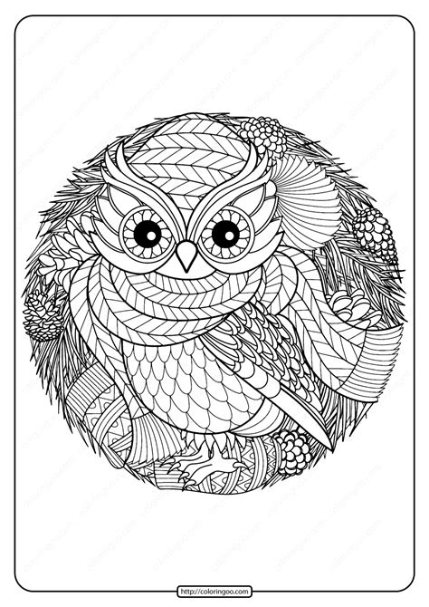 Duck gathered for a walk. Free Printable Winter Owl Pdf Coloring Page
