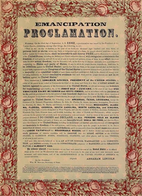 the emancipation proclamation was signed by president lincoln on january 1 1863 it stated that