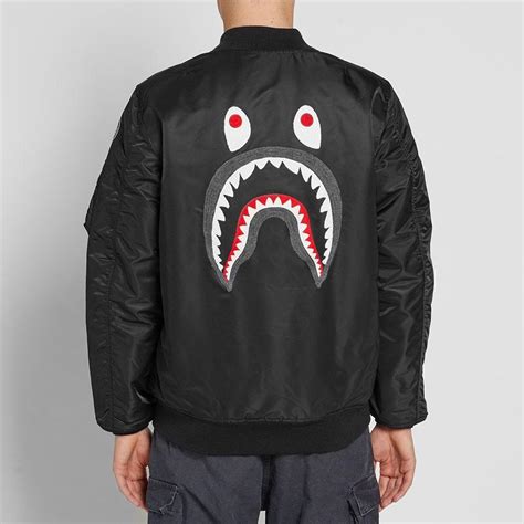 A Bathing Ape Shark Ma 1 Jacket In Black Modesens