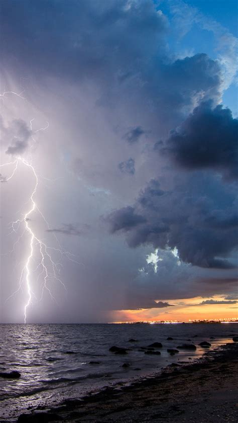 Free Download Lightning Clouds Storm Beach Wallpaper 1920x1200 247994