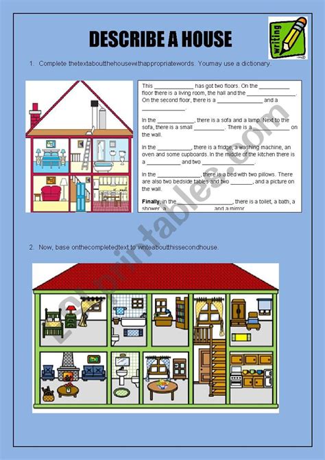 Describe A House Esl Worksheet By Luisopia