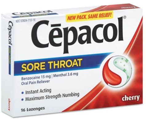 Cepacol Sore Throat Oral Pain Reliever Lozenges Cherry 16 Ea Pack Of