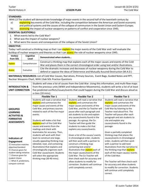 Secondary Tiered Lesson Plan Template