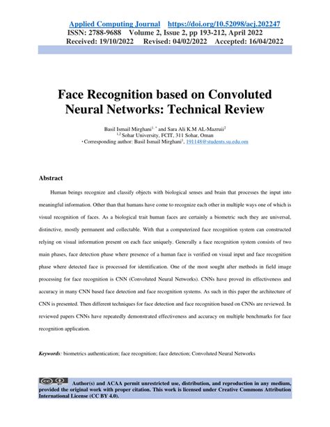 Pdf Face Recognition Based On Convoluted Neural Networks Technical