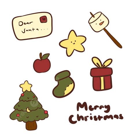 Lindo Conjunto De Pegatinas Navideñas Decorativas Png Dibujos Navidad