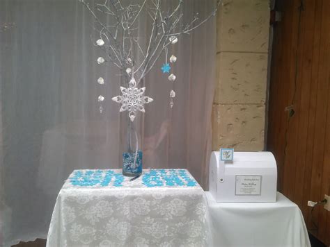 Winter Wedding Reception Welcome Table Sign Tree With Snowflakes Tags